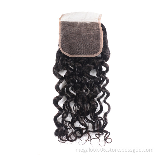 New Products Virgin Brazilian Human Hair Water Wave Bundles With Lace Closure